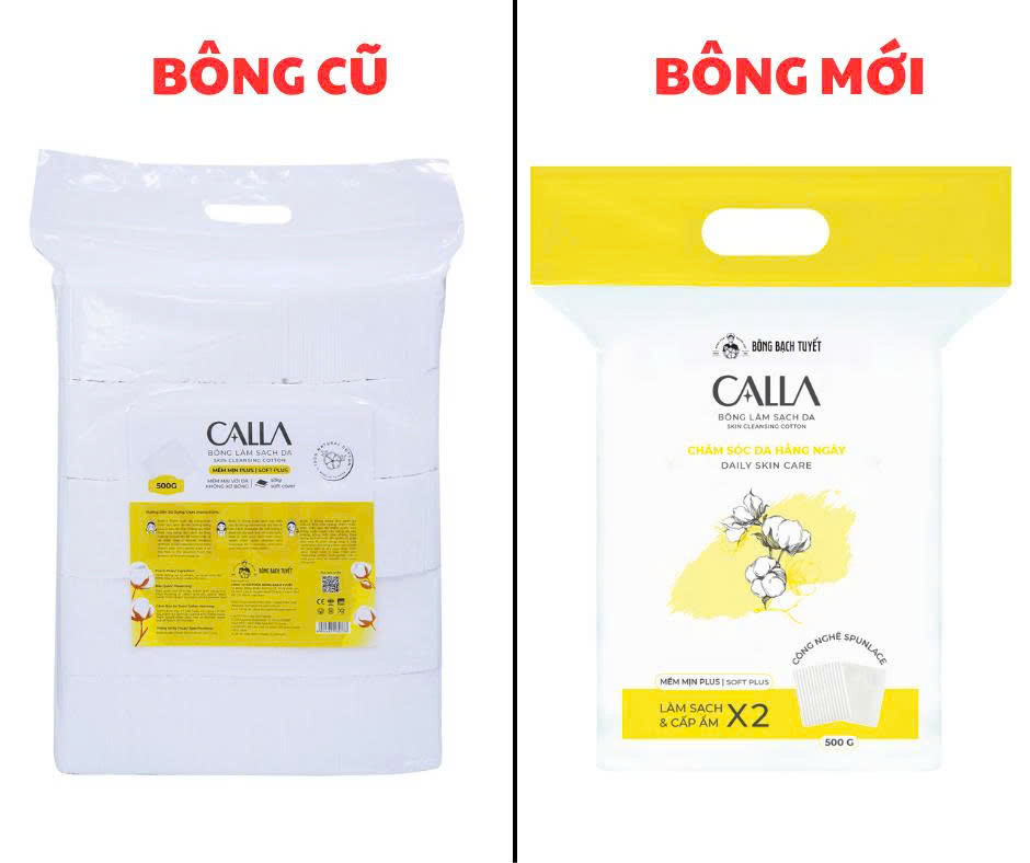Bông tẩy trang Calla Bạch Tuyết màu vàng mềm mịn 1KG
